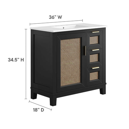 Modway EEI-6725 Dixie 36" Solid Wood Bathroom Vanity Cabinet Modway