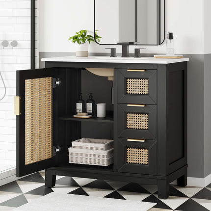 Modway EEI-6725 Dixie 36" Solid Wood Bathroom Vanity Cabinet Modway