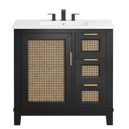 Modway EEI-6725 Dixie 36" Solid Wood Bathroom Vanity Cabinet Modway