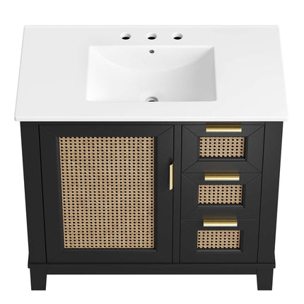 Modway EEI-6725 Dixie 36" Solid Wood Bathroom Vanity Cabinet Modway