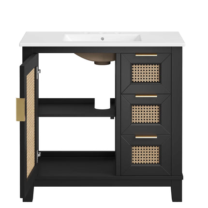 Modway EEI-6725 Dixie 36" Solid Wood Bathroom Vanity Cabinet Modway