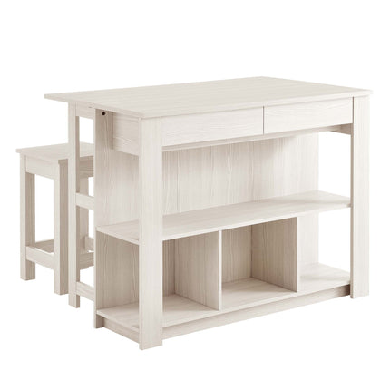 Modway EEI-6731 Meadowbrook 3-Piece Kitchen Island and Stool Set Modway