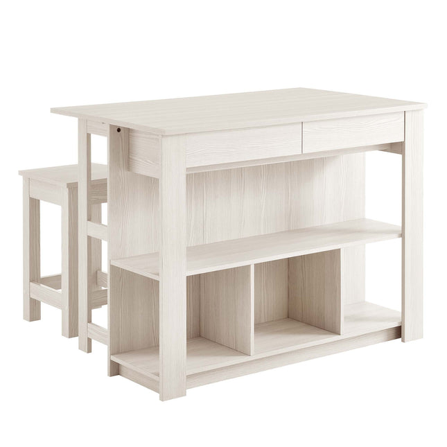 Modway EEI-6731 Meadowbrook 3-Piece Kitchen Island and Stool Set Modway