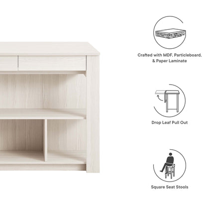 Modway EEI-6731 Meadowbrook 3-Piece Kitchen Island and Stool Set Modway