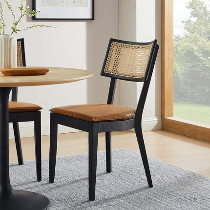 Modway EEI-6732 Caledonia Vegan Leather Upholstered Wood Dining Chairs Set of 2 Modway