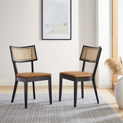 Modway EEI-6732 Caledonia Vegan Leather Upholstered Wood Dining Chairs Set of 2 Modway