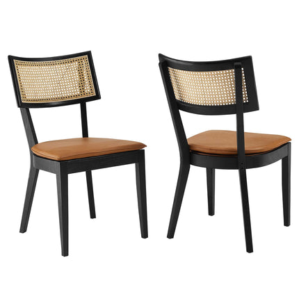 Modway EEI-6732 Caledonia Vegan Leather Upholstered Wood Dining Chairs Set of 2 Modway