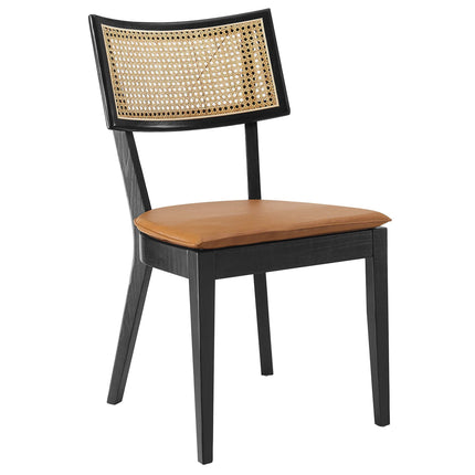 Modway EEI-6732 Caledonia Vegan Leather Upholstered Wood Dining Chairs Set of 2 Modway