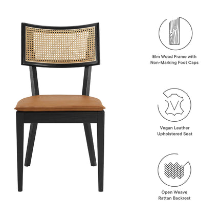 Modway EEI-6732 Caledonia Vegan Leather Upholstered Wood Dining Chairs Set of 2 Modway