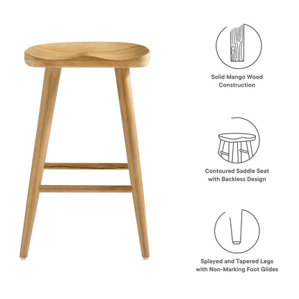 Modway EEI-6739 Saville Backless Wood Counter Stools Set of 2 Modway