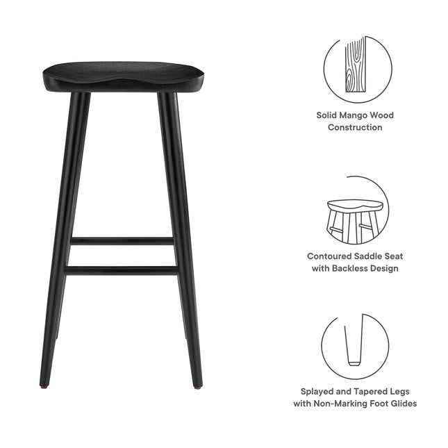 Modway EEI-6740 Saville Backless Wood Bar Stools Set of 2 Modway