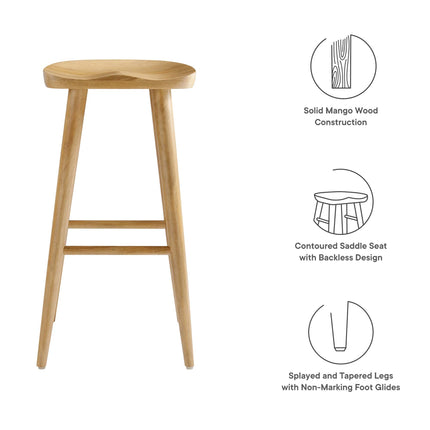 Modway EEI-6740 Saville Backless Wood Bar Stools Set of 2 Modway