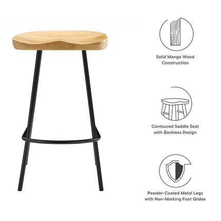 Modway EEI-6741 Concord Backless Wood Counter Stools Set of 2 Modway