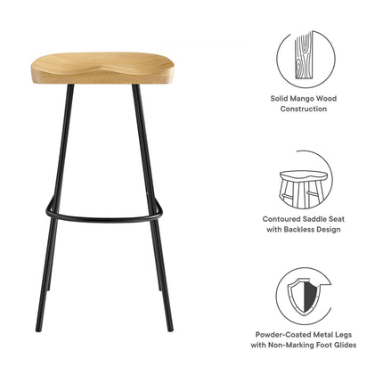 Modway EEI-6742 Concord Backless Wood Bar Stools Set of 2 Modway
