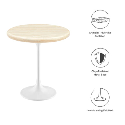 Modway EEI-6745 Lippa 20" Round Faux Travertine Side Table Modway