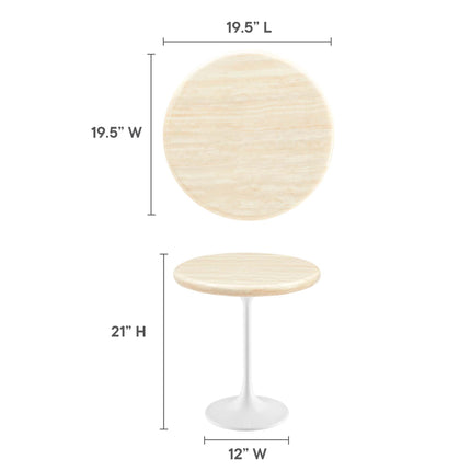 Modway EEI-6745 Lippa 20" Round Faux Travertine Side Table Modway