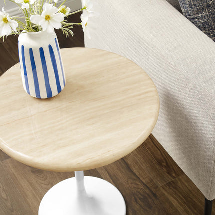 Modway EEI-6745 Lippa 20" Round Faux Travertine Side Table Modway