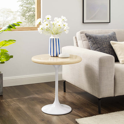 Modway EEI-6745 Lippa 20" Round Faux Travertine Side Table Modway