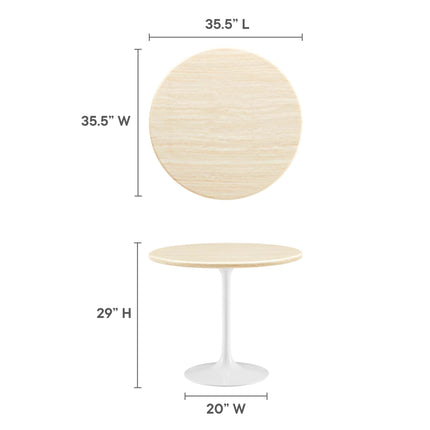 Modway EEI-6748 Lippa 36" Round Faux Travertine Dining Table Modway