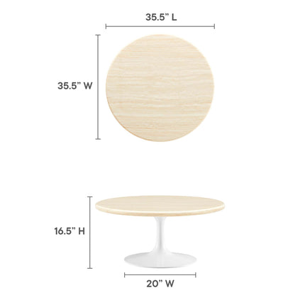 Modway EEI-6749 Lippa 36" Round Faux Travertine Coffee Table Modway