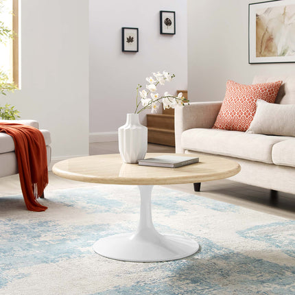 Modway EEI-6749 Lippa 36" Round Faux Travertine Coffee Table Modway