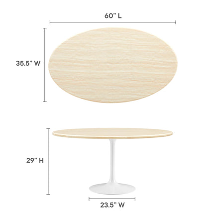 Modway EEI-6757 Lippa 60" Oval Faux Travertine Dining Table Modway