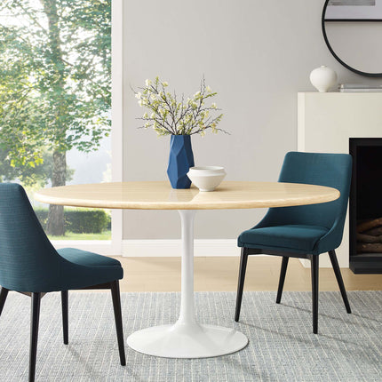 Modway EEI-6757 Lippa 60" Oval Faux Travertine Dining Table Modway