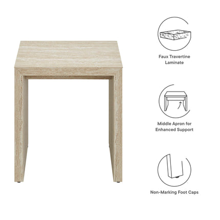 Modway EEI-6772 Mirella Faux Travertine Side Table Modway