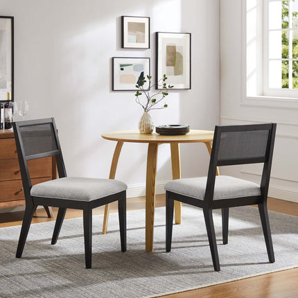 Modway EEI-6781 Nimba Faux Rattan Fabric Dining Chairs Set of 2 Modway