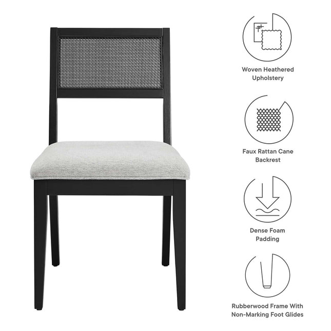 Modway EEI-6781 Nimba Faux Rattan Fabric Dining Chairs Set of 2 Modway