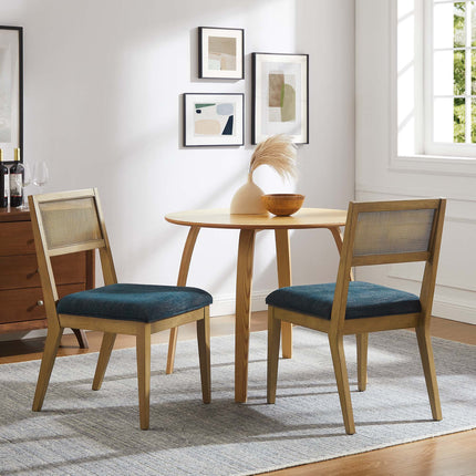 Modway EEI-6781 Nimba Faux Rattan Fabric Dining Chairs Set of 2 Modway