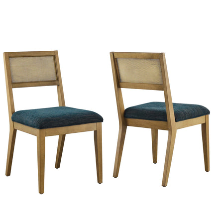 Modway EEI-6781 Nimba Faux Rattan Fabric Dining Chairs Set of 2 Modway