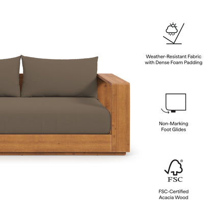 Modway EEI-6783 Tahoe Acacia Wood Outdoor Patio Acacia Wood Loveseat - Plaza Home Decor