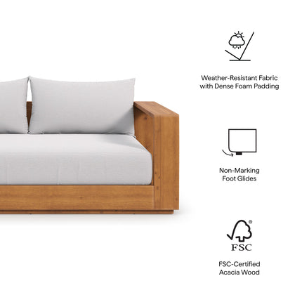 Modway EEI-6783 Tahoe Acacia Wood Outdoor Patio Acacia Wood Loveseat - Plaza Home Decor