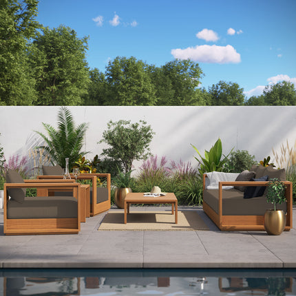 Modway EEI-6801 Tahoe 5-Piece Outdoor Patio Acacia Wood Furniture Set - Plaza Home Decor