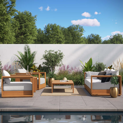 Modway EEI-6801 Tahoe 5-Piece Outdoor Patio Acacia Wood Furniture Set - Plaza Home Decor