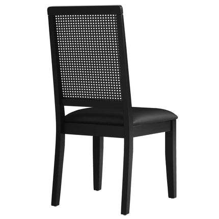 Modway EEI-6802 Arlo Vegan Leather Upholstered Faux Rattan and Wood Dining Side Chairs Set of 2 Modway