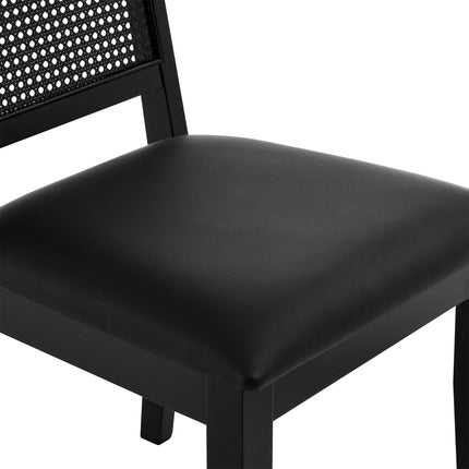 Modway EEI-6802 Arlo Vegan Leather Upholstered Faux Rattan and Wood Dining Side Chairs Set of 2 Modway