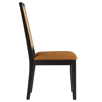 Modway EEI-6802 Arlo Vegan Leather Upholstered Faux Rattan and Wood Dining Side Chairs Set of 2 Modway