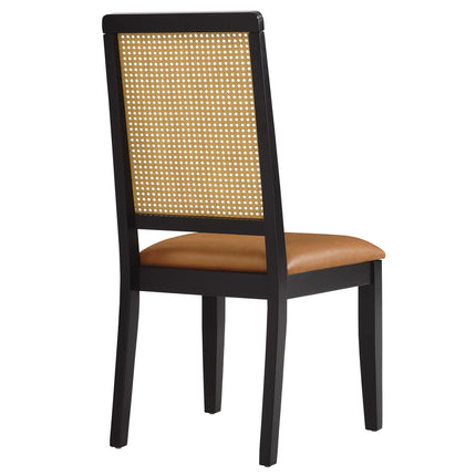 Modway EEI-6802 Arlo Vegan Leather Upholstered Faux Rattan and Wood Dining Side Chairs Set of 2 Modway