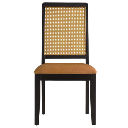 Modway EEI-6802 Arlo Vegan Leather Upholstered Faux Rattan and Wood Dining Side Chairs Set of 2 Modway