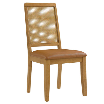 Modway EEI-6802 Arlo Vegan Leather Upholstered Faux Rattan and Wood Dining Side Chairs Set of 2 Modway