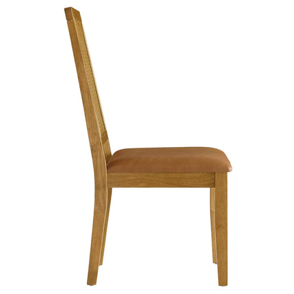 Modway EEI-6802 Arlo Vegan Leather Upholstered Faux Rattan and Wood Dining Side Chairs Set of 2 Modway