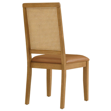Modway EEI-6802 Arlo Vegan Leather Upholstered Faux Rattan and Wood Dining Side Chairs Set of 2 Modway