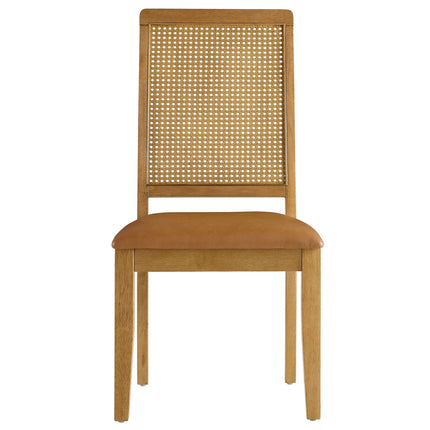 Modway EEI-6802 Arlo Vegan Leather Upholstered Faux Rattan and Wood Dining Side Chairs Set of 2 Modway