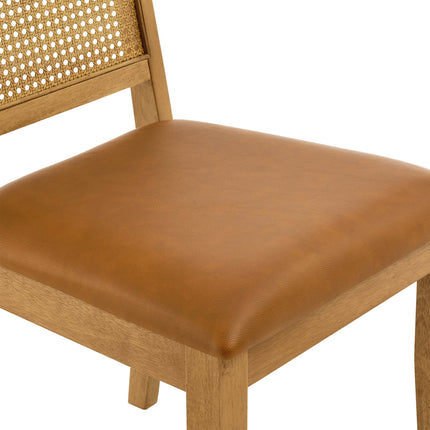 Modway EEI-6802 Arlo Vegan Leather Upholstered Faux Rattan and Wood Dining Side Chairs Set of 2 Modway
