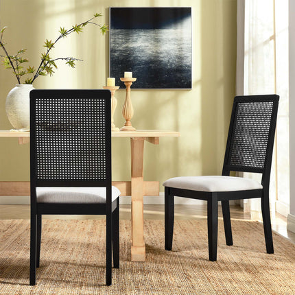 Modway EEI-6803 Arlo Faux Rattan and Wood Dining Side Chairs Set of 2 Modway