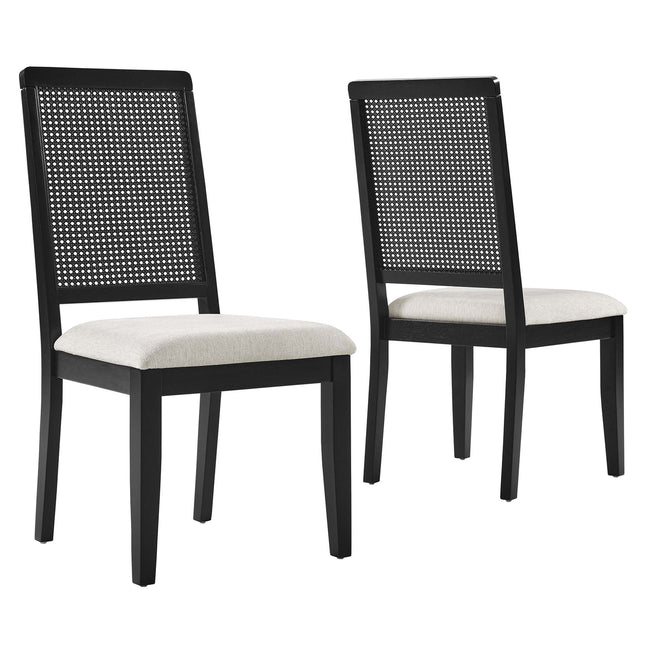 Modway EEI-6803 Arlo Faux Rattan and Wood Dining Side Chairs Set of 2 Modway