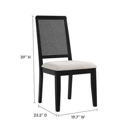 Modway EEI-6803 Arlo Faux Rattan and Wood Dining Side Chairs Set of 2 Modway