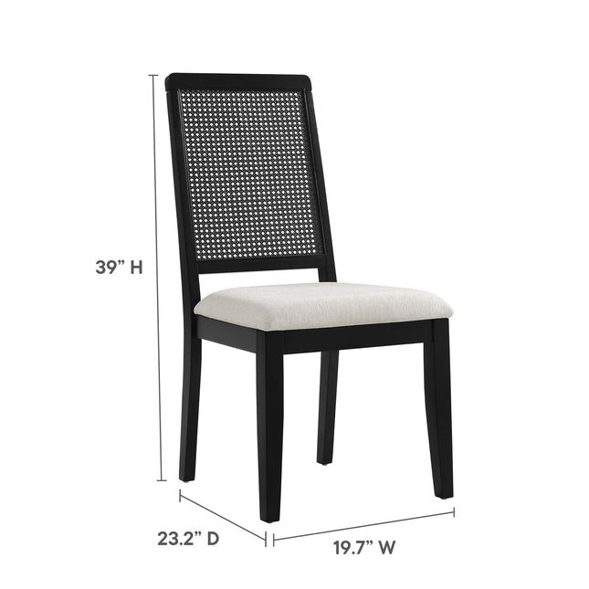 Modway EEI-6803 Arlo Faux Rattan and Wood Dining Side Chairs Set of 2 Modway